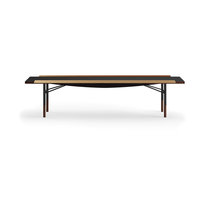 Table bänk mässingkant 112 cm - Valnöt-svart laminat-svarta ben - House of Finn Juhl