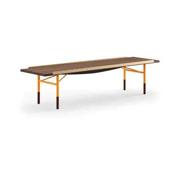 Table bänk mässingkant 170 cm - Valnöt-orangea ben - House of Finn Juhl