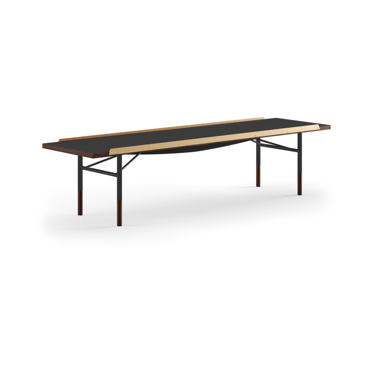 Table bänk mässingkant 170 cm - Valnöt-svart laminat-svarta ben - House of Finn Juhl