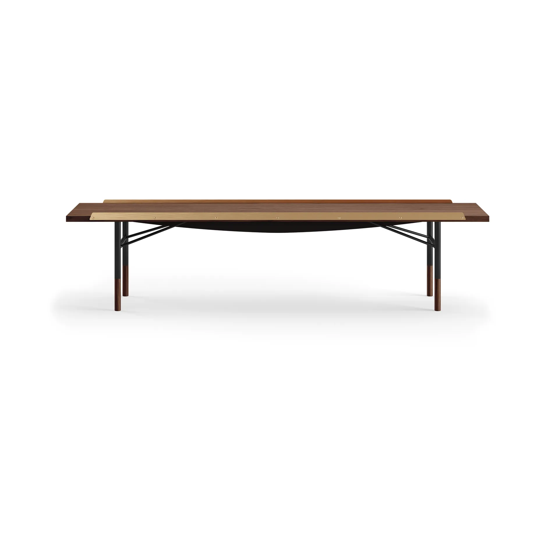 Table bänk mässingkant 170 cm, Valnöt-svarta ben House of Finn Juhl