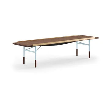 Table bänk mässingkant 225 cm - Valnöt-blå ben - House of Finn Juhl