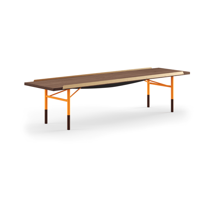 Table bänk mässingkant 225 cm - Valnöt-orangea ben - House of Finn Juhl