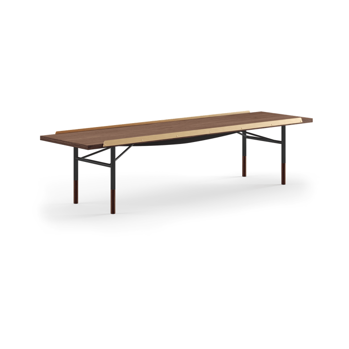 Table bänk mässingkant 225 cm - Valnöt-svarta ben - House of Finn Juhl