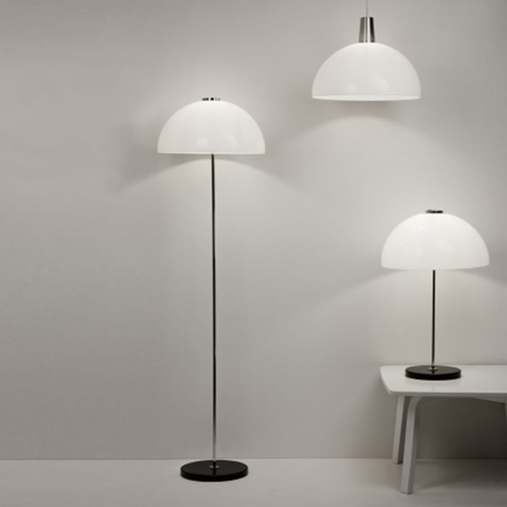 Kupoli golvlampa, Svart-metalldetaljer-vit skärm Innolux