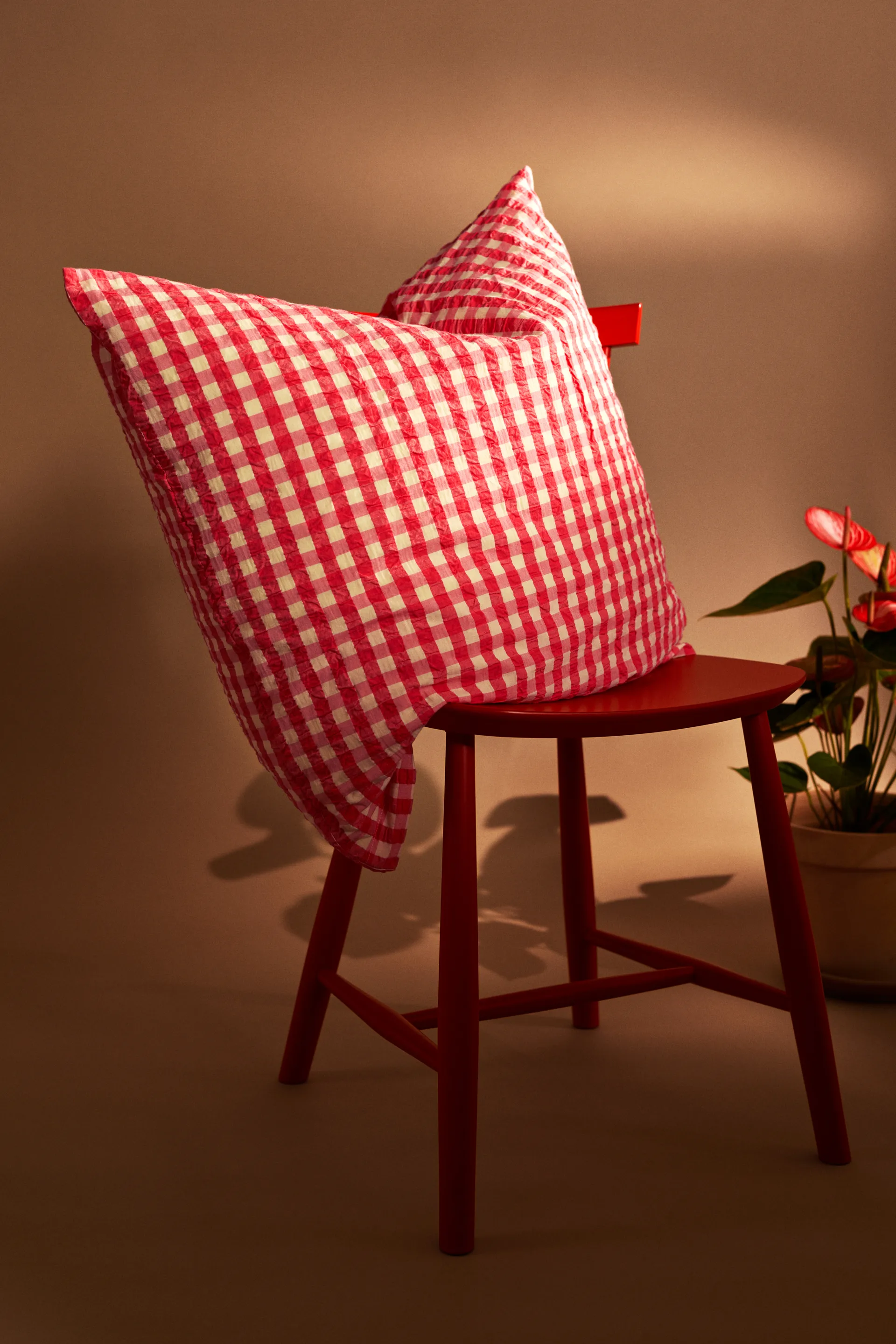 Bæk&Bølge bäddset 220x220 cm, Röd-gul Juna