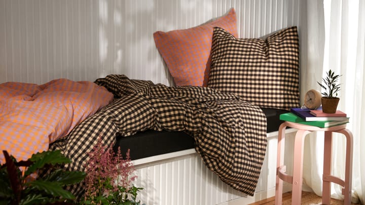 Bæk&Bølge bäddset 220x220 cm, Svart-sand Juna