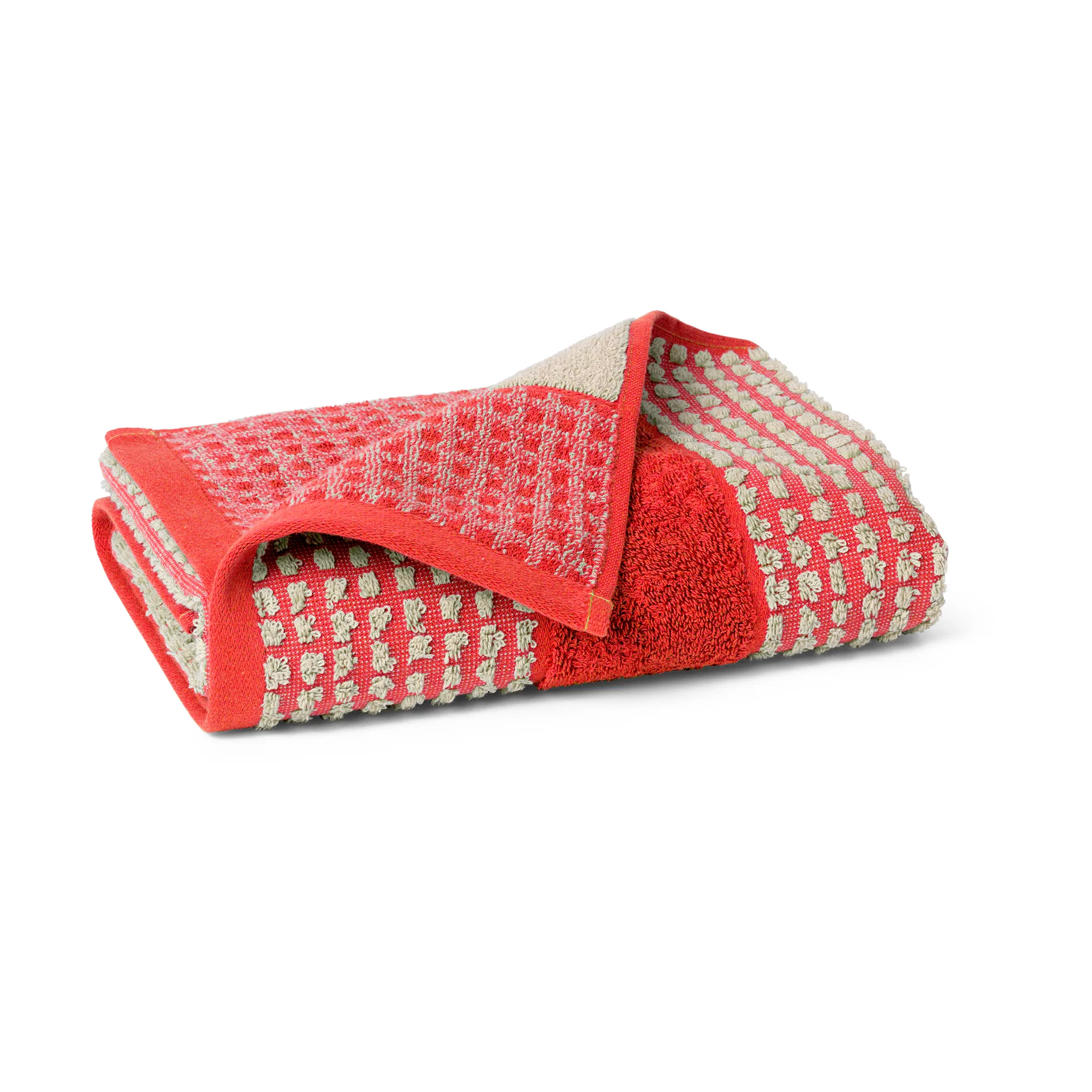 Check handduk 50x100 cm, Röd-sand Juna