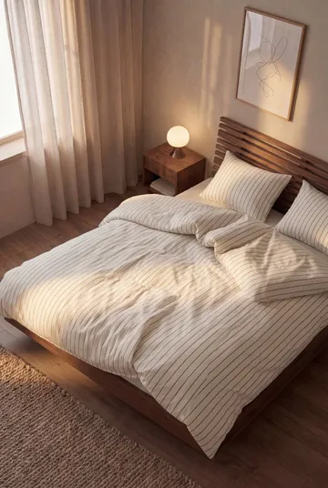 Soft Påslakanset, 150x210/50x60 cm - Offwhite-karamell - Juna