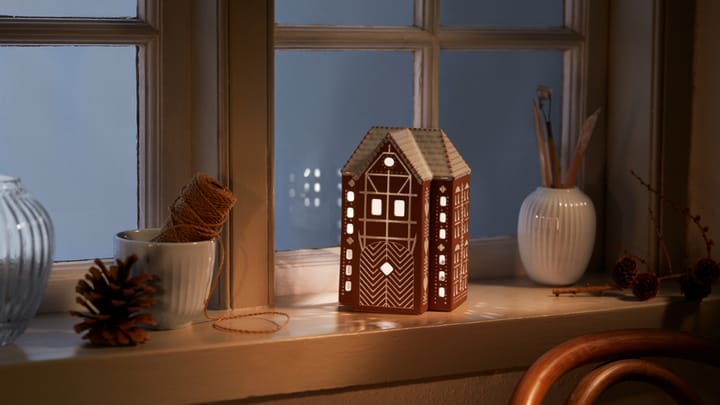 Gingerbread Ljuslykta stor 17 cm, Brun Kähler