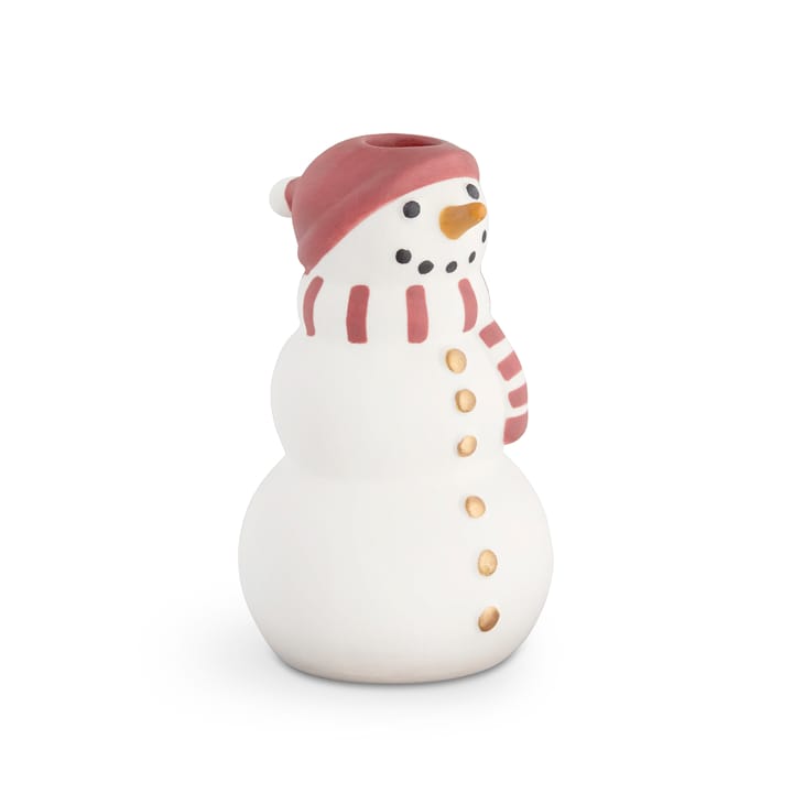 Kähler Christmas porslinsfigur Snögubbe, Vit-svart-röd Kähler