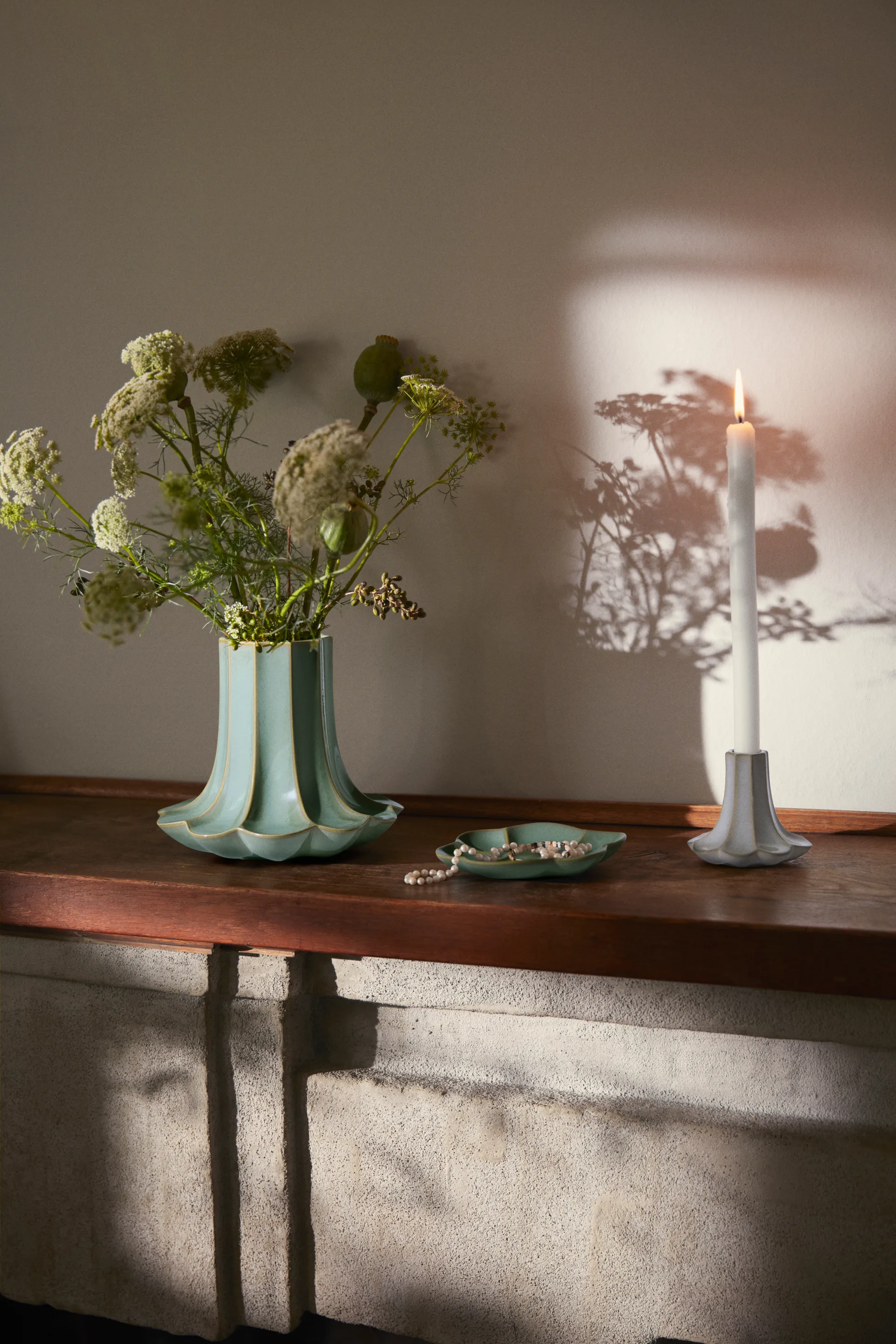 Kantarell ljusstake, Sand, 10 cm Kähler