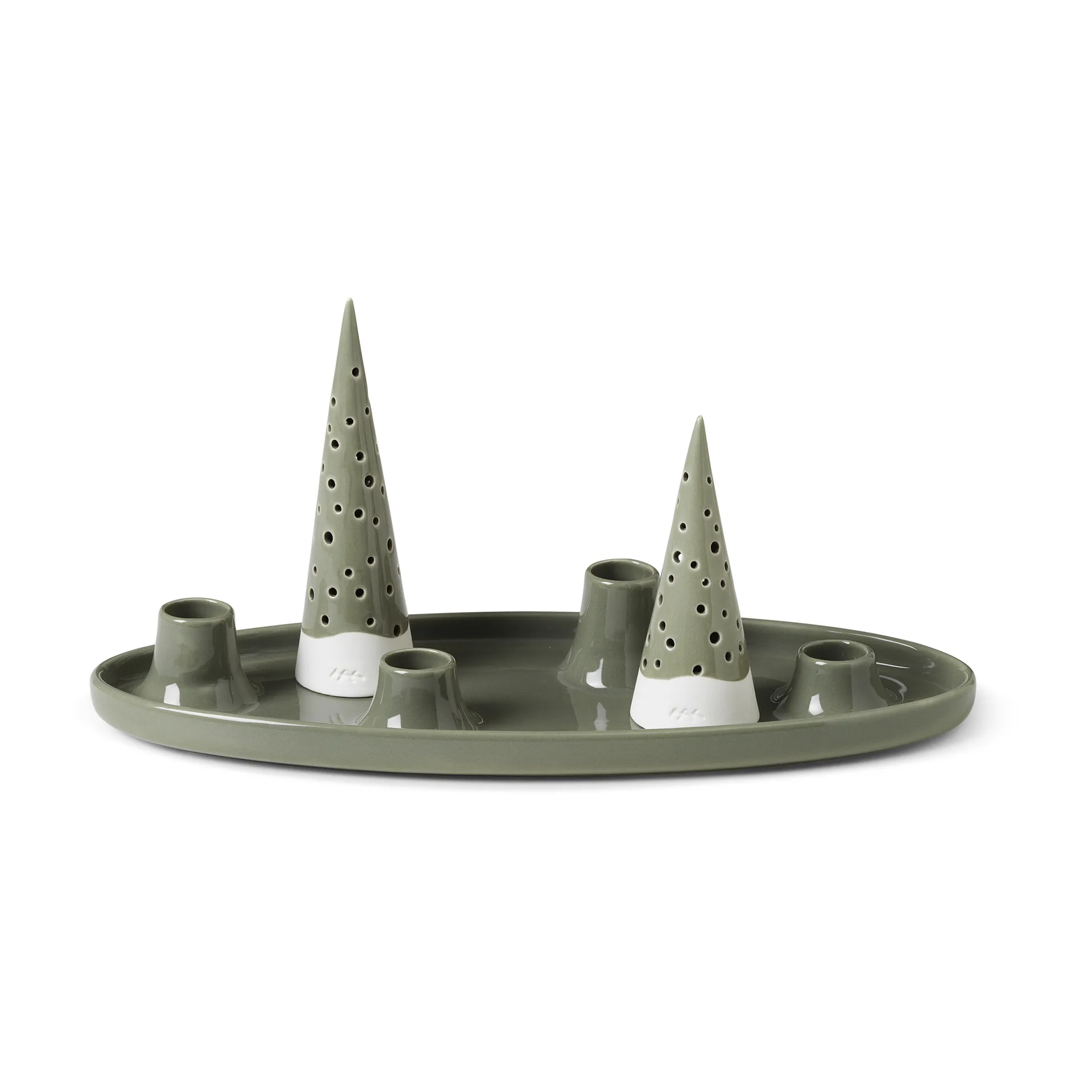 Nobili oval adventsljusstake 33 cm, Grön Kähler