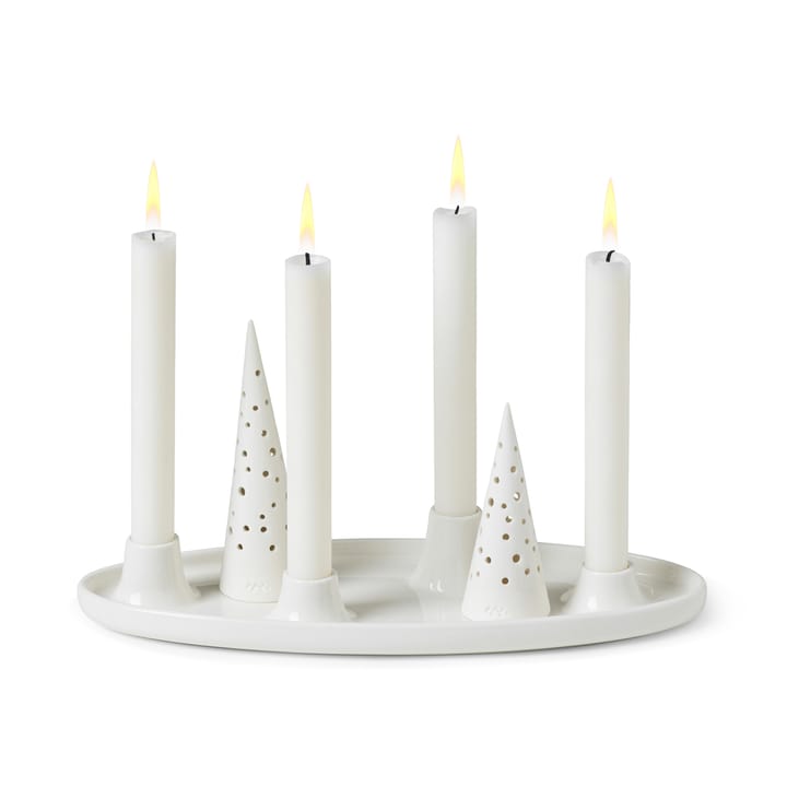 Nobili oval adventsljusstake 33 cm, Vit Kähler