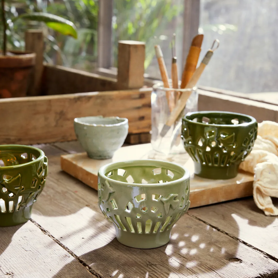 Orangery ljuslykta Ø9 cm, Spring leaf Kähler