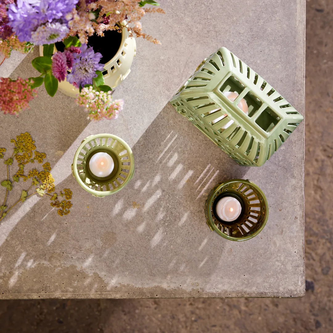 Orangery ljuslykta Ø9 cm, Spring leaf Kähler