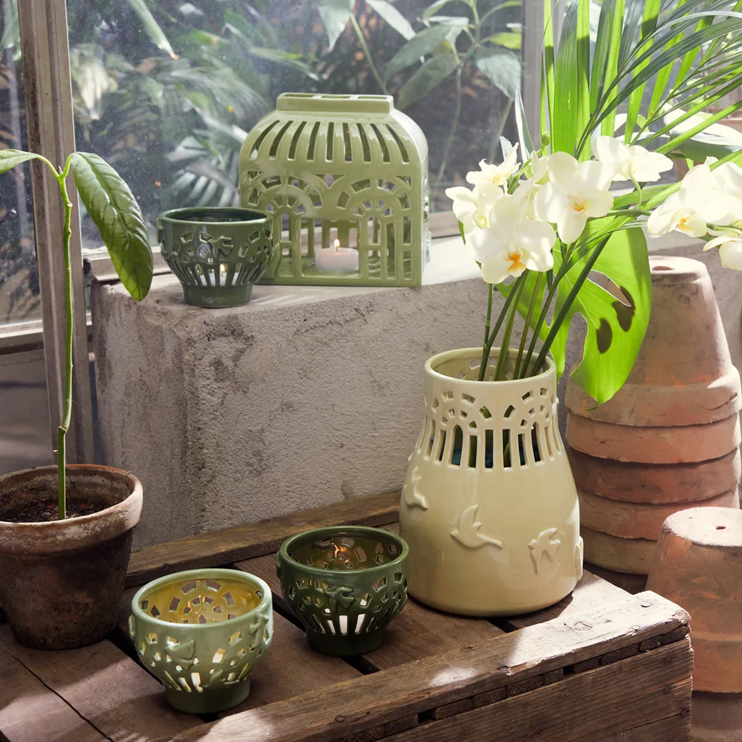 Orangery ljuslykta Ø9 cm, Spring leaf Kähler