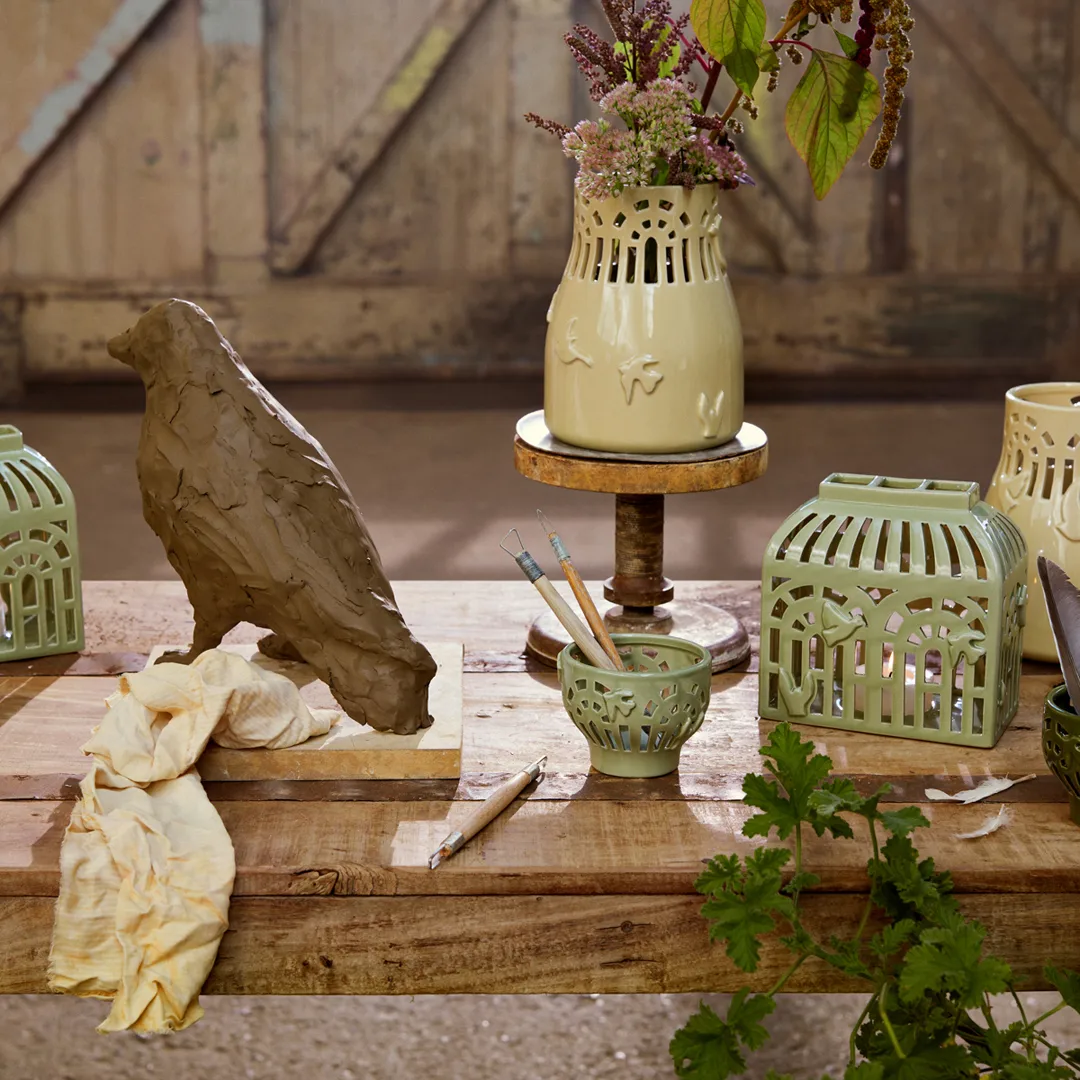 Orangery ljuslykta Ø9 cm, Spring leaf Kähler