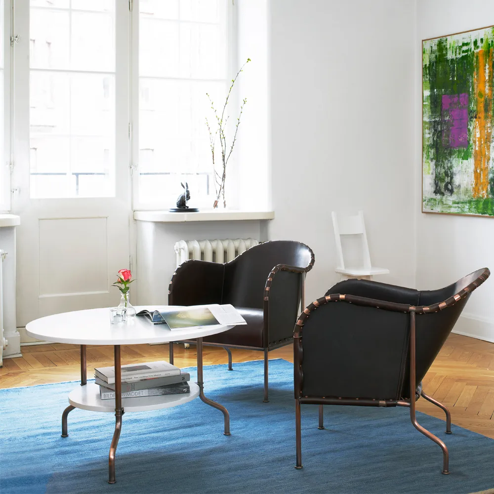 Bruno fåtölj, Kärnläder 9208 cigarrbrun-förkopprat stativ Källemo