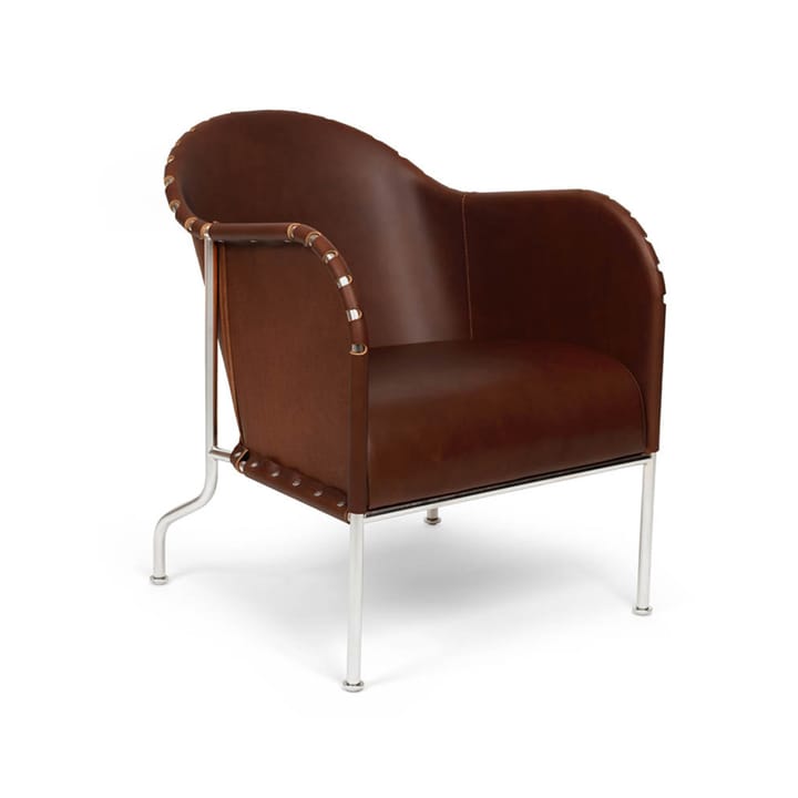 Bruno V.I.P fåtölj - kärnläder brun, vintage, kromstativ - Källemo