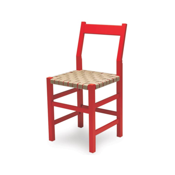 Schablon stol - sadelgjord natur, rött stativ - Källemo
