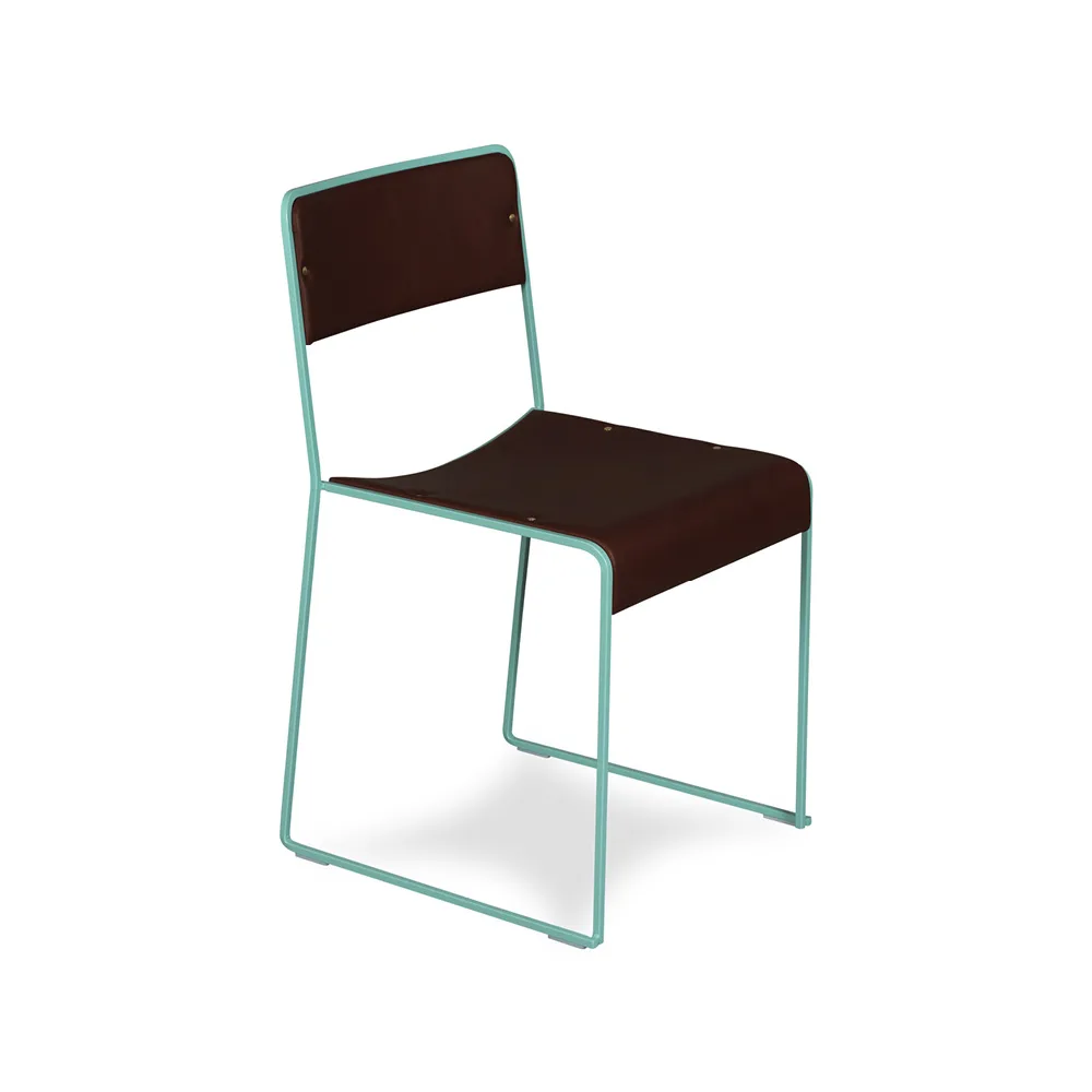 Sindre stol, Brun blå-läder Elmosoft Källemo