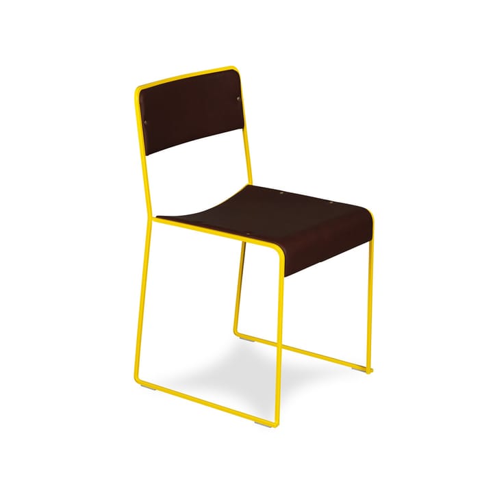 Sindre stol - brun/gul, läder elmosoft - Källemo