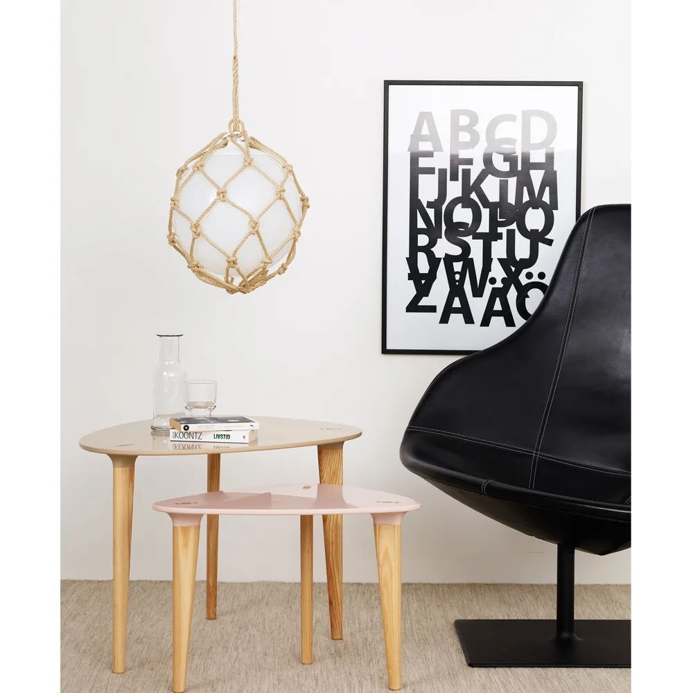 Buff bord trekantigt, Vit oljade ekben 40 cm Karl Andersson & Söner