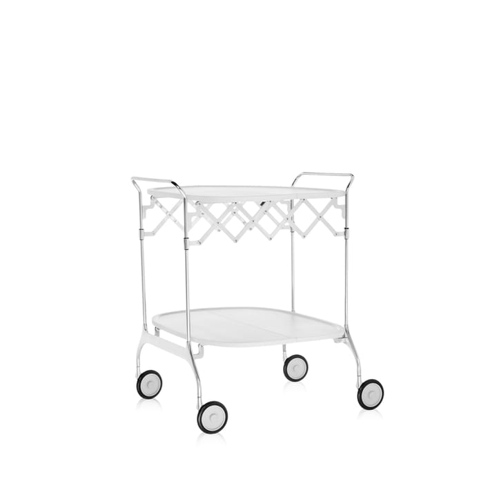 Gastone serveringsvagn - white, kromstativ, ihopfällbart 23-62cm - Kartell