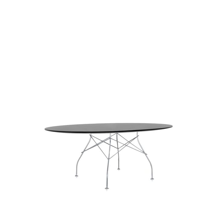 Glossy matbord - Svart lack-oval form-krom - Kartell