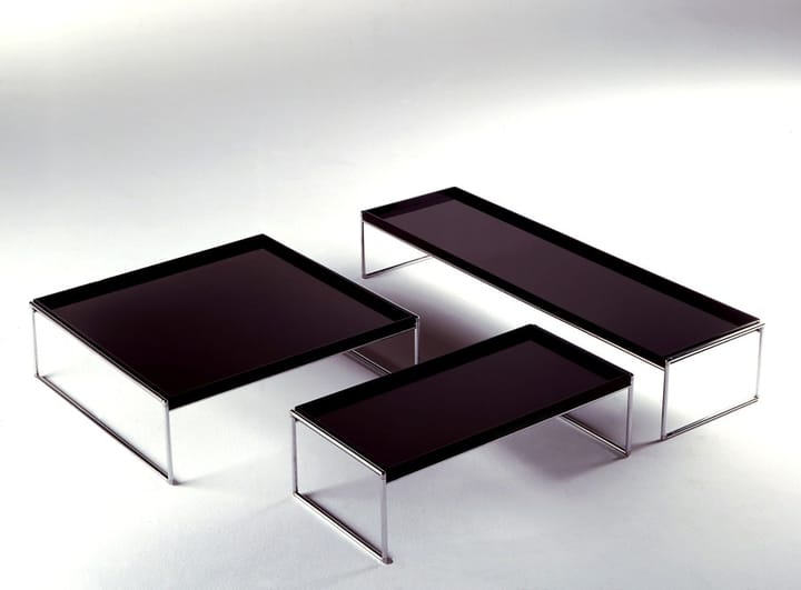 Trays soffbord kvadratiskt - svart blank, kromben - Kartell