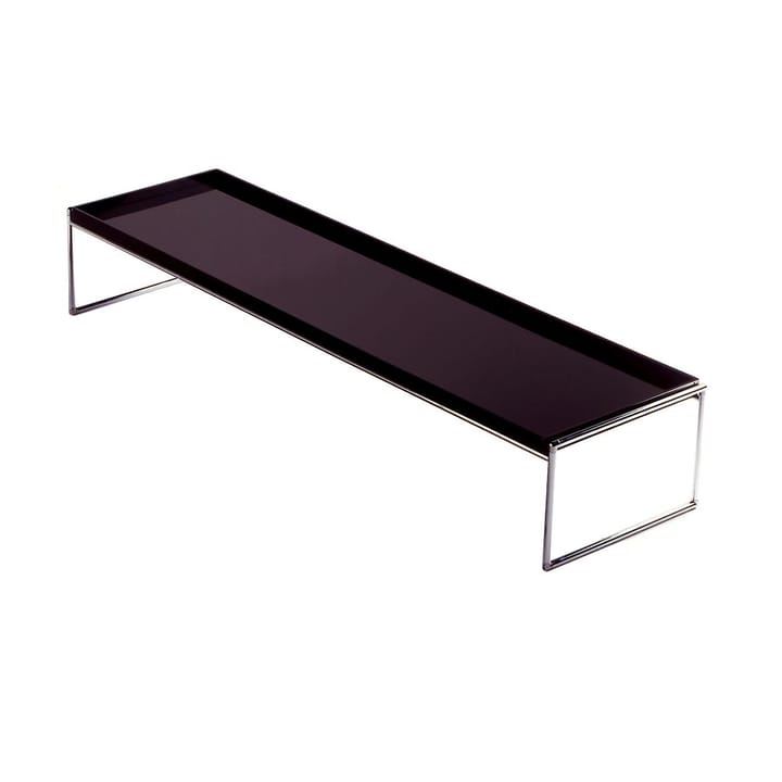 Trays soffbord rektangulärt - svart blank, kromben, 40x140 cm - Kartell