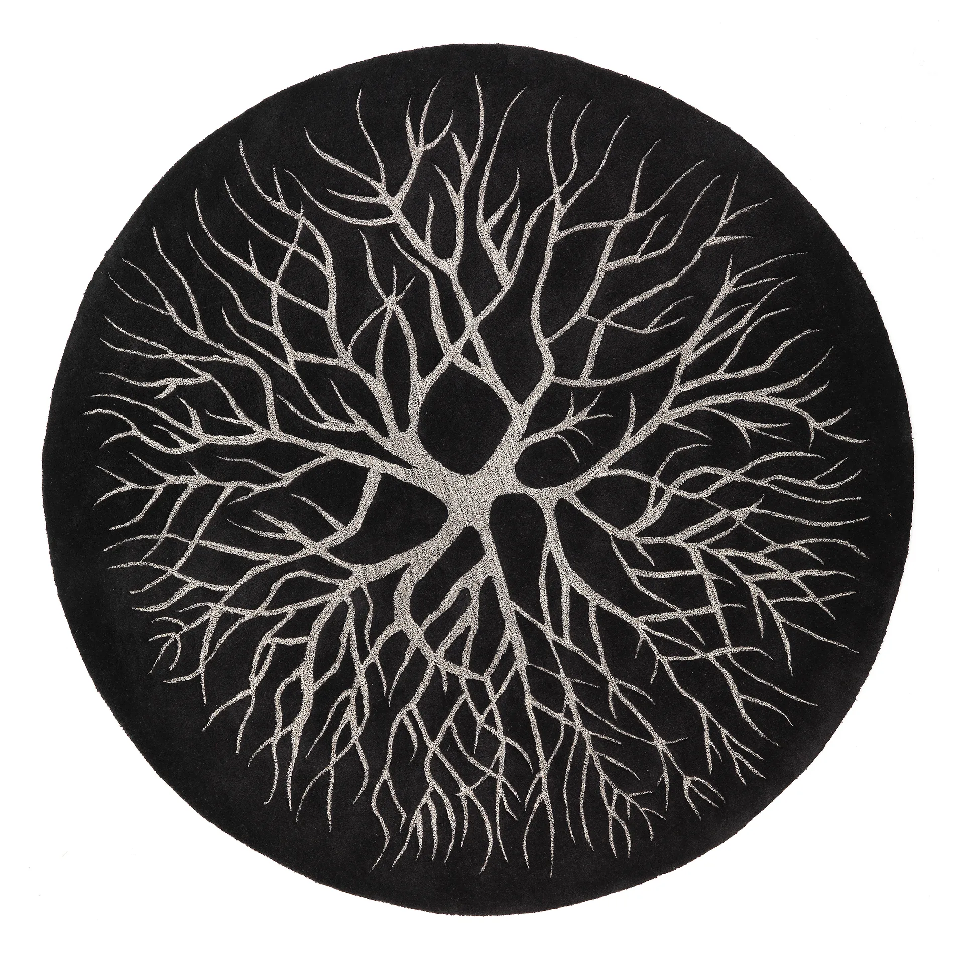 Birds nest handtuftad matta Ø220 cm, Charcoal Kateha