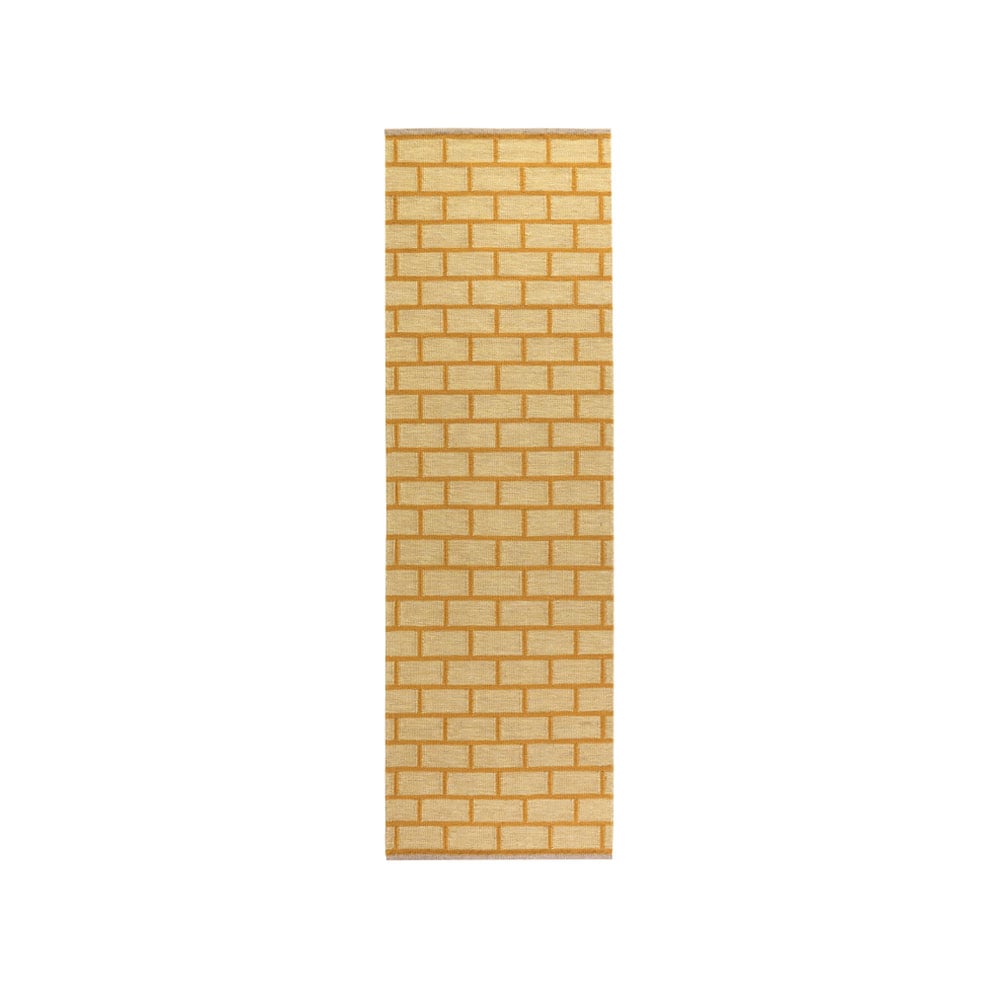Kateha Brick gångmatta lion, 80x250 cm | Skandinavisk Design | Ullmattor | Gul