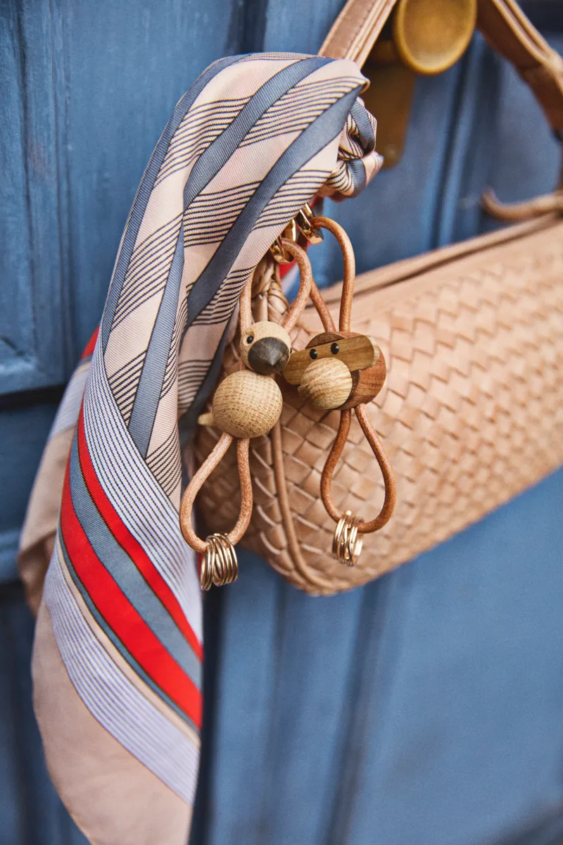 Kaj Bojesen fågel nyckelring, Ek, naturläder Kay Bojesen Denmark