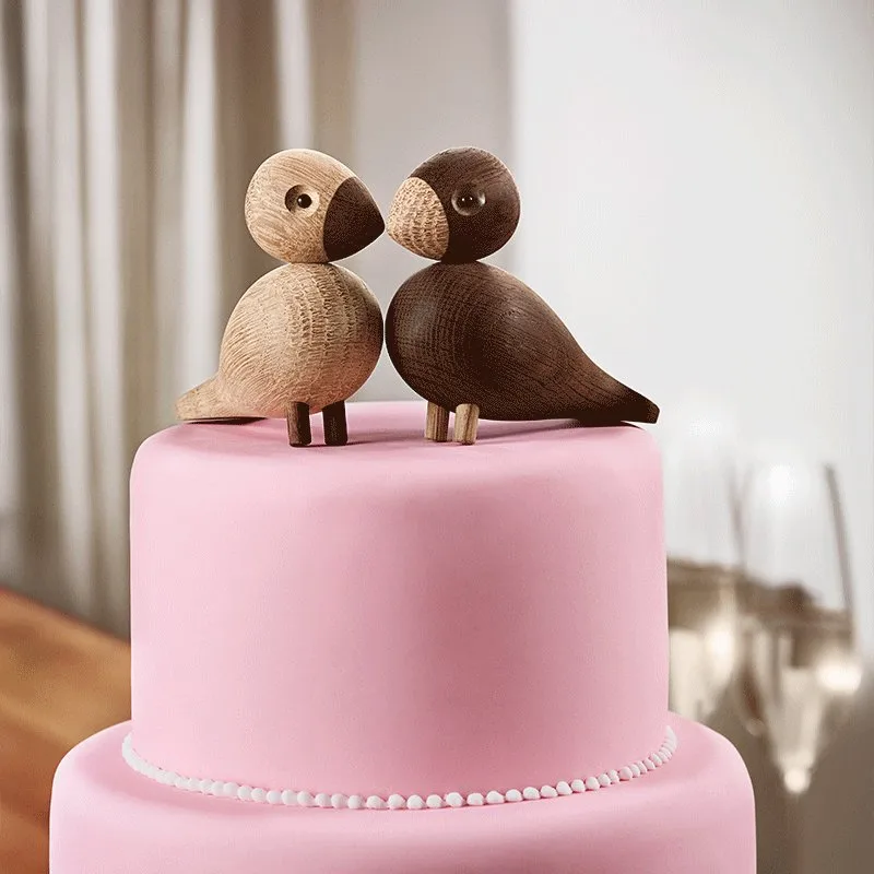 Kay Bojesen träfigur lovebirds set, Rökt ek, 8,8 cm Kay Bojesen Denmark