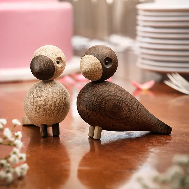 Kay Bojesen träfigur lovebirds set, Rökt ek, 8,8 cm Kay Bojesen Denmark