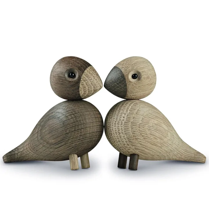 Kay Bojesen träfigur lovebirds set - Rökt ek, 8,8 cm - Kay Bojesen Denmark