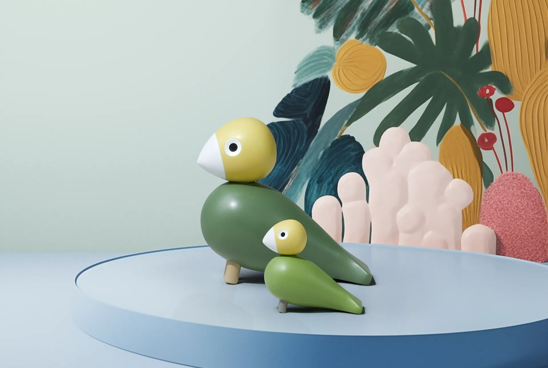 Liv & Lykke lovebirds 1 set, Grön Kay Bojesen Denmark