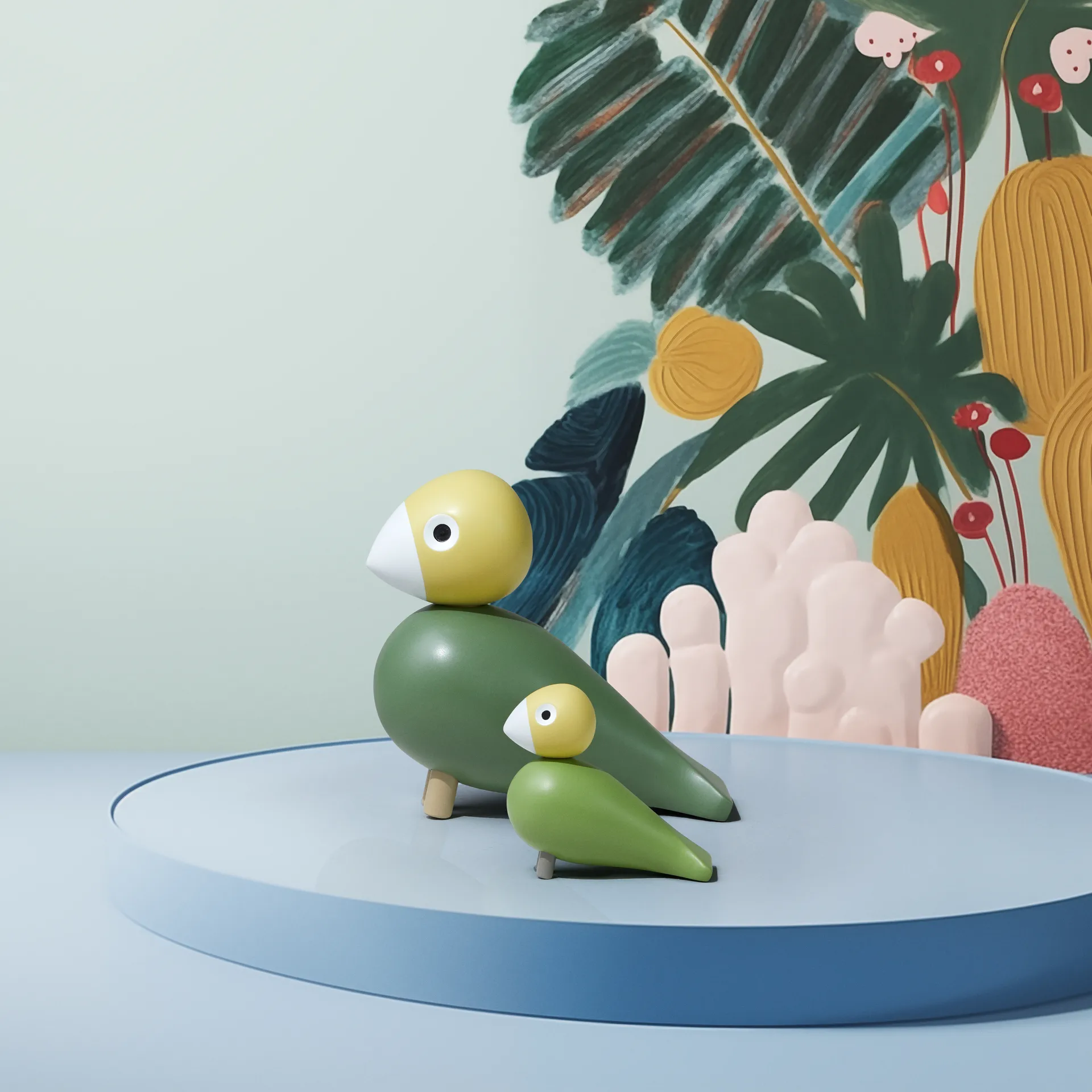 Liv & Lykke lovebirds 1 set, Grön Kay Bojesen Denmark