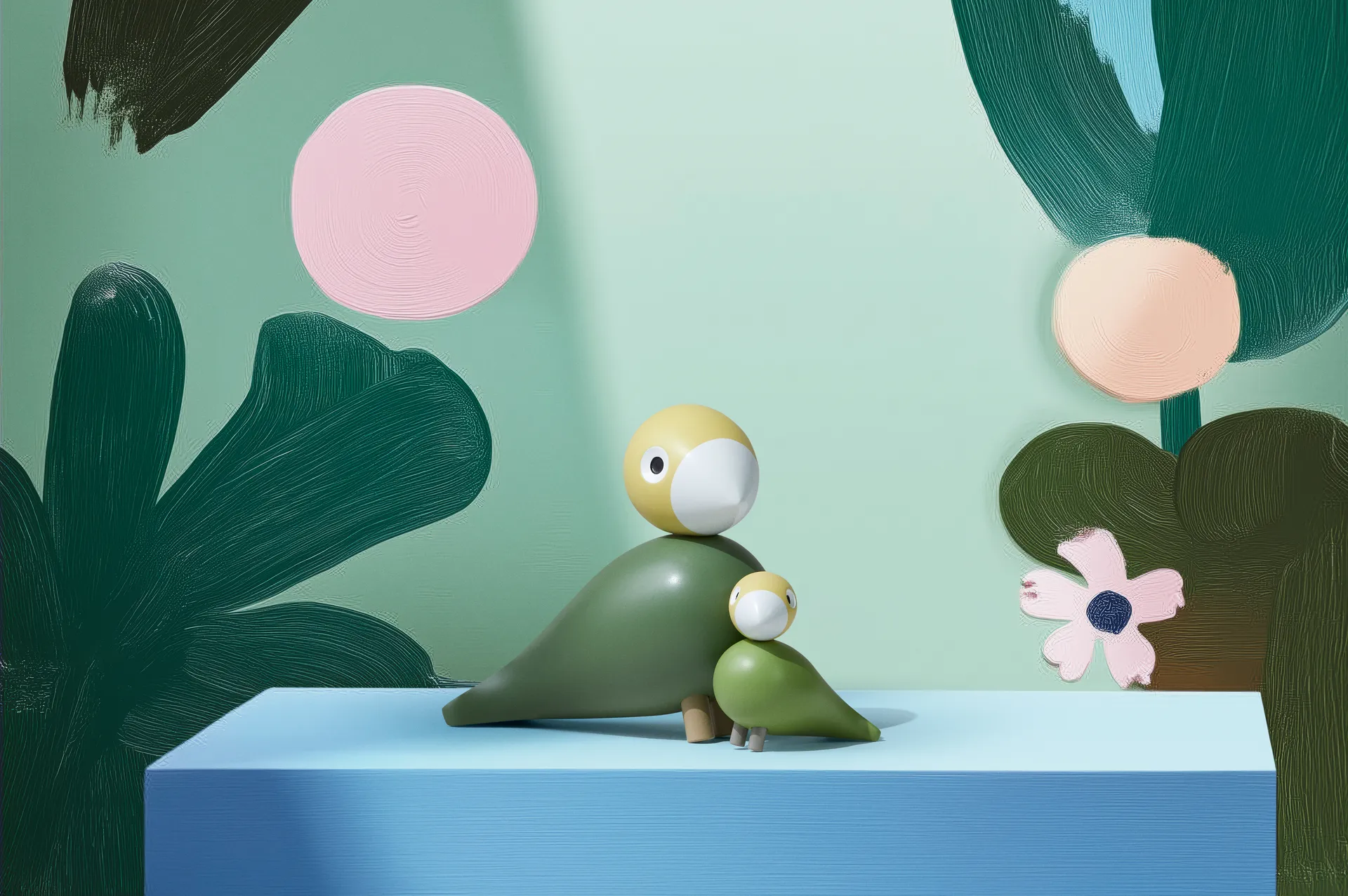 Liv & Lykke lovebirds 1 set, Grön Kay Bojesen Denmark