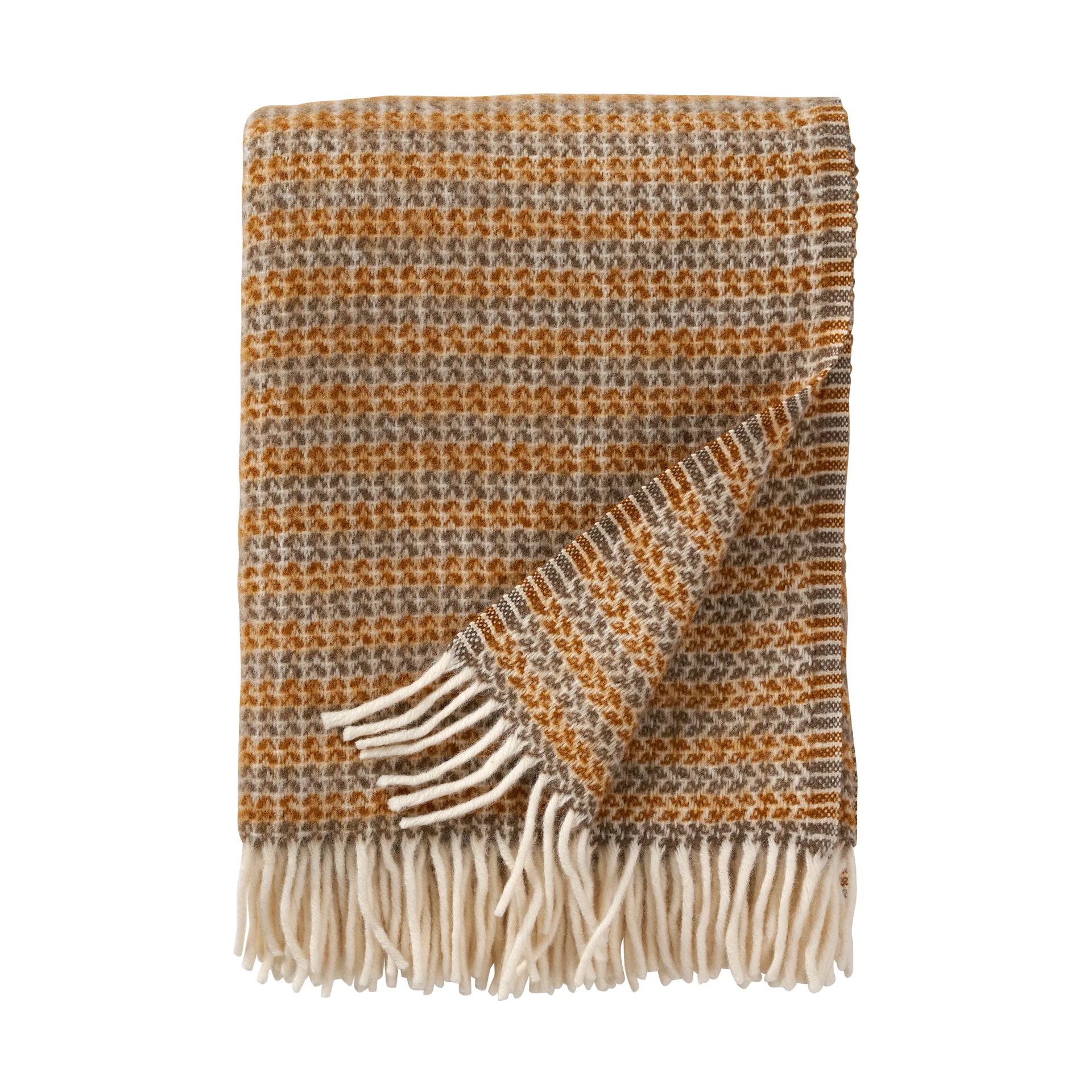 Curve ullpläd 130x200 cm, Creme caramel Klippan Yllefabrik