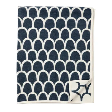 Feathers chenillefilt - djupblå - Klippan Yllefabrik