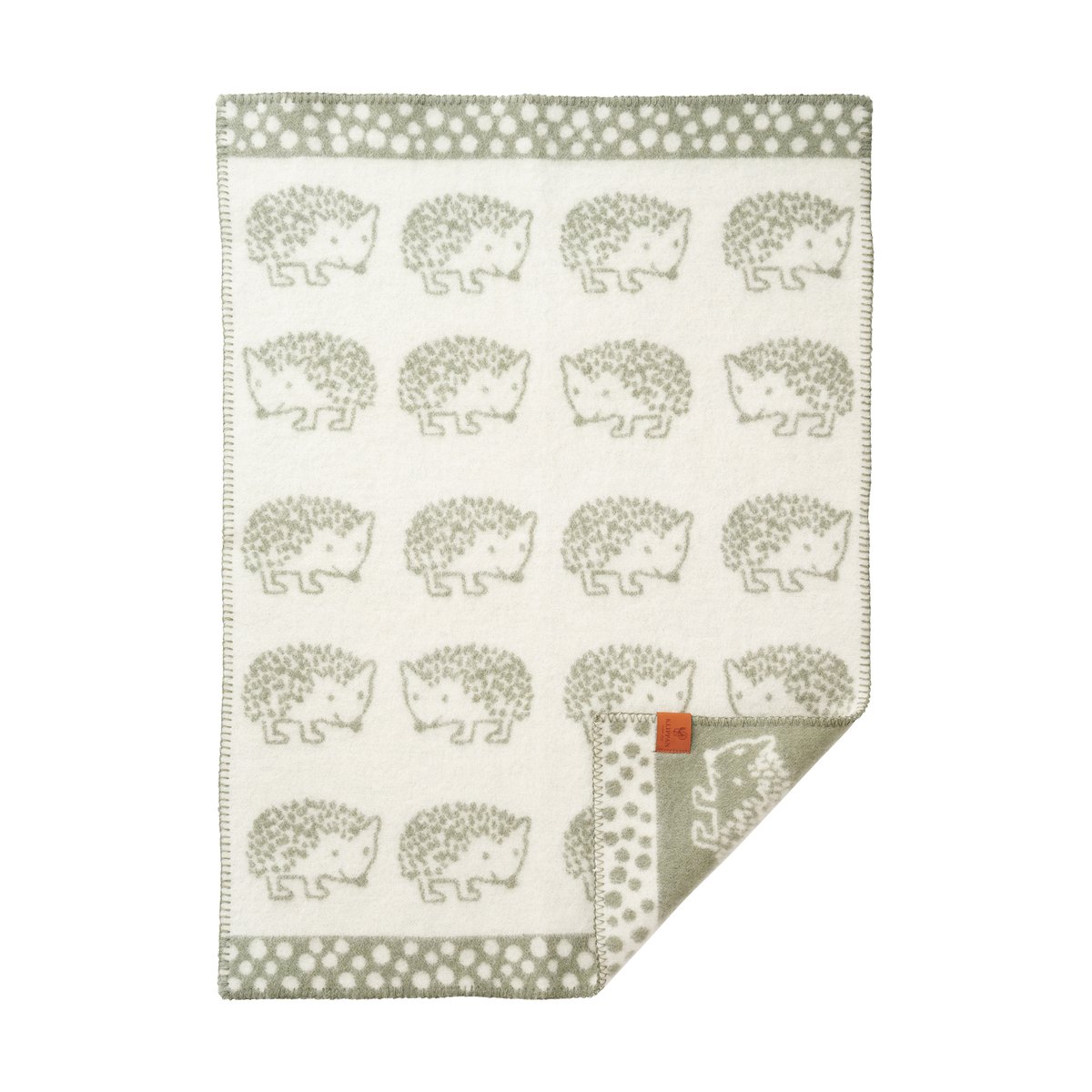 Klippan Yllefabrik Hedgehog barnfilt 65x90 cm Grön | Skandinavisk Design | Bomullsplädar & Bomullsfiltar | Grön