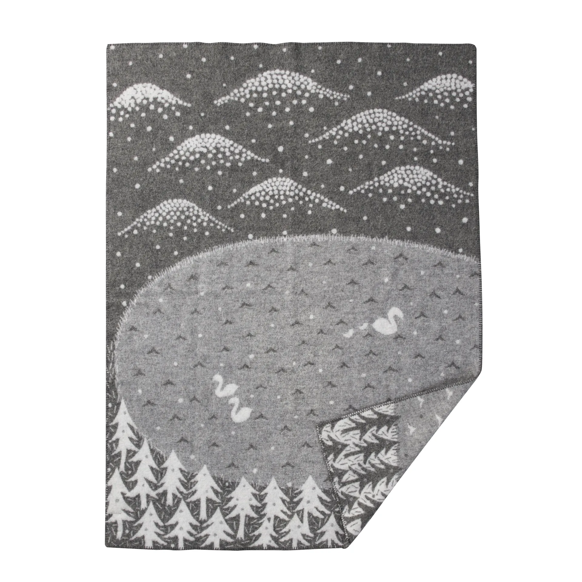 Lake in the valley pläd, grå Klippan Yllefabrik