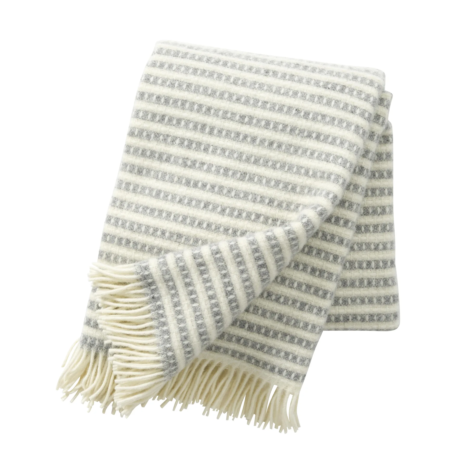 Olle ullpläd, ljusgrå Klippan Yllefabrik