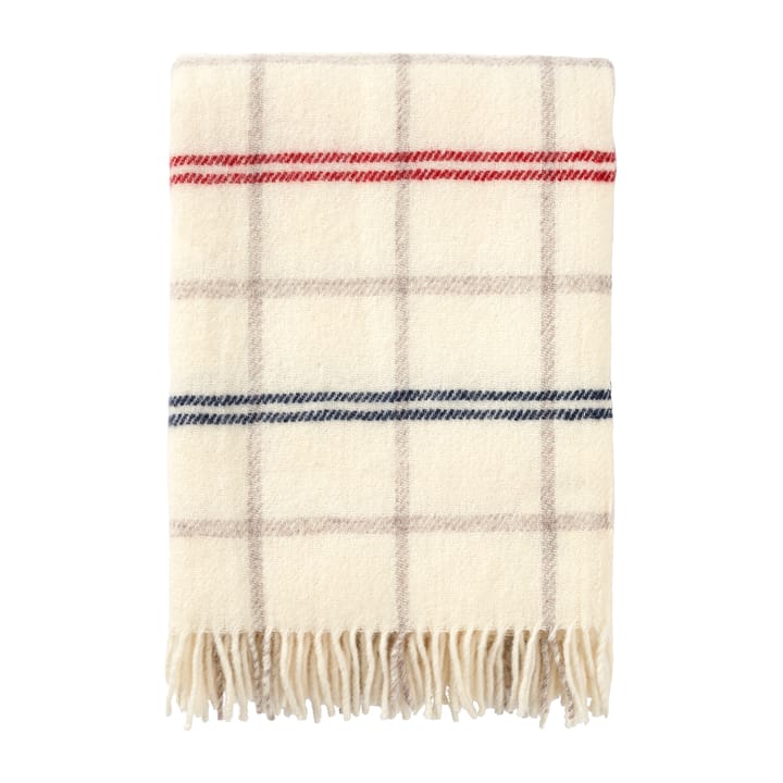 Tartan ullpläd 130x200 cm - Vit-röd-blå - Klippan Yllefabrik