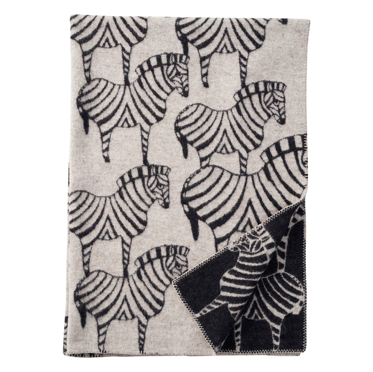 Klippan Yllefabrik Zebra ullfilt Natural beige | Skandinavisk Design | Ullplädar & Ullfiltar | Svart