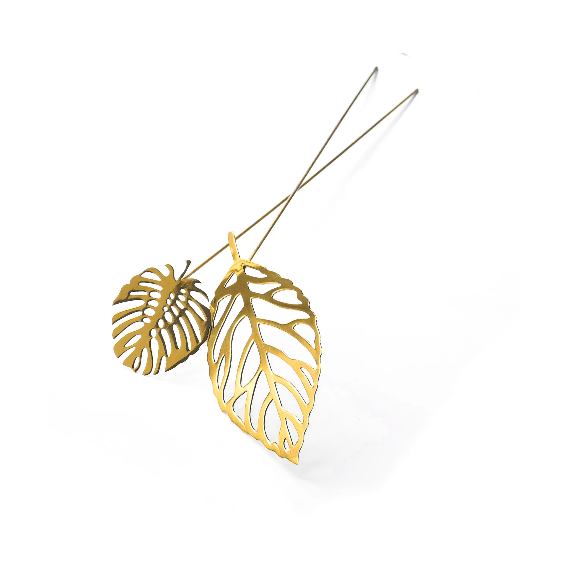 Brass leaves dekoration 2-pack, Wood KLONG