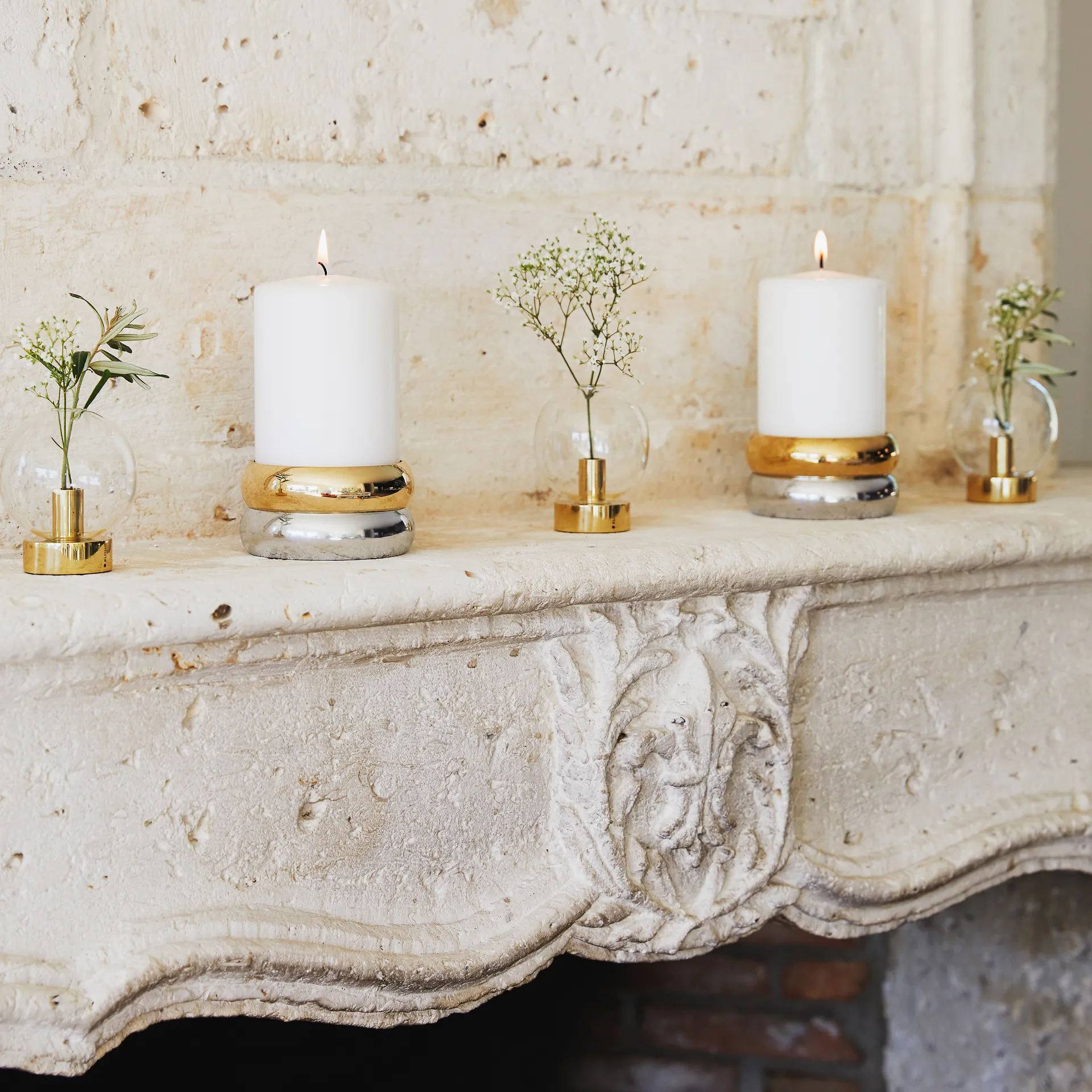 Marriage ljusstake, mässing -silver KLONG