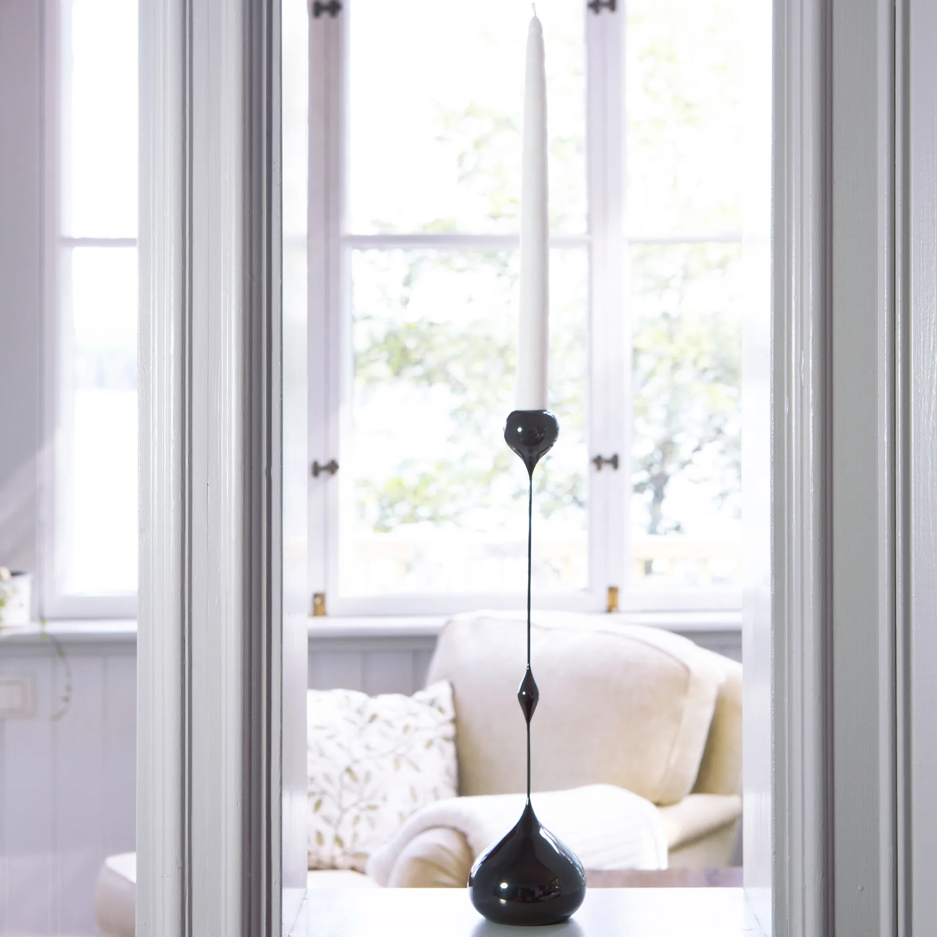 Tender ljusstake låg, Svart KLONG